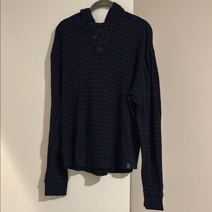 Lucky Brand Navy Thin-Stripe Long Sleeve Hooded Henley